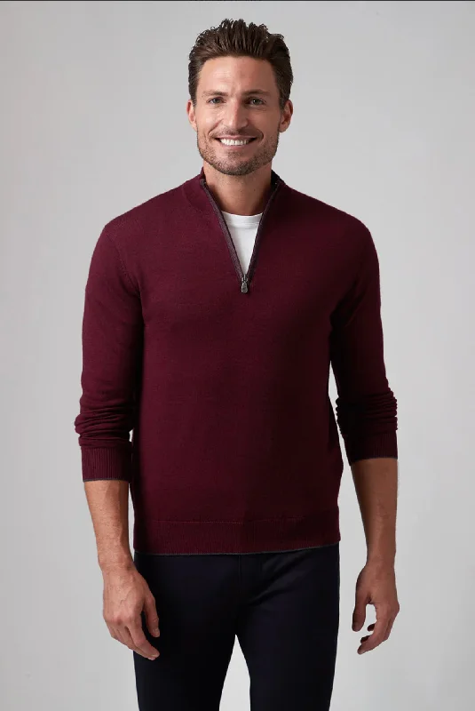 MERINO WOOL 1/4 ZIP - MERLOT Dynamic Men's Moto