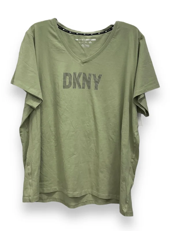 Green Athletic Top Short Sleeve Dkny, Size 3x Tailored