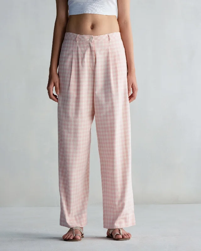 High Waist Pants - Pink & White Relaxed Men's Beach