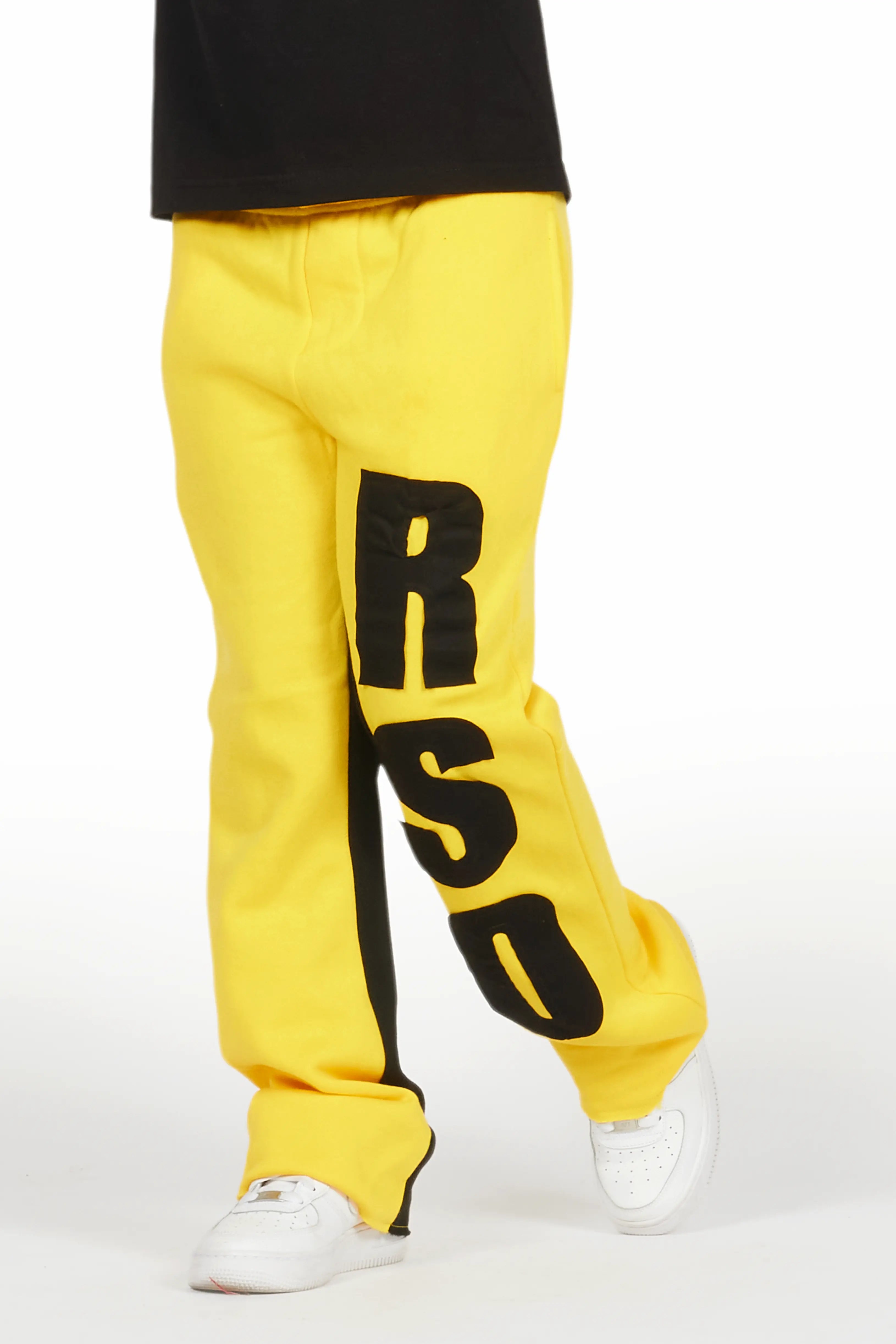 Boys Uko Yellow Stacked Baggy Flare Pant Tough Men's Military