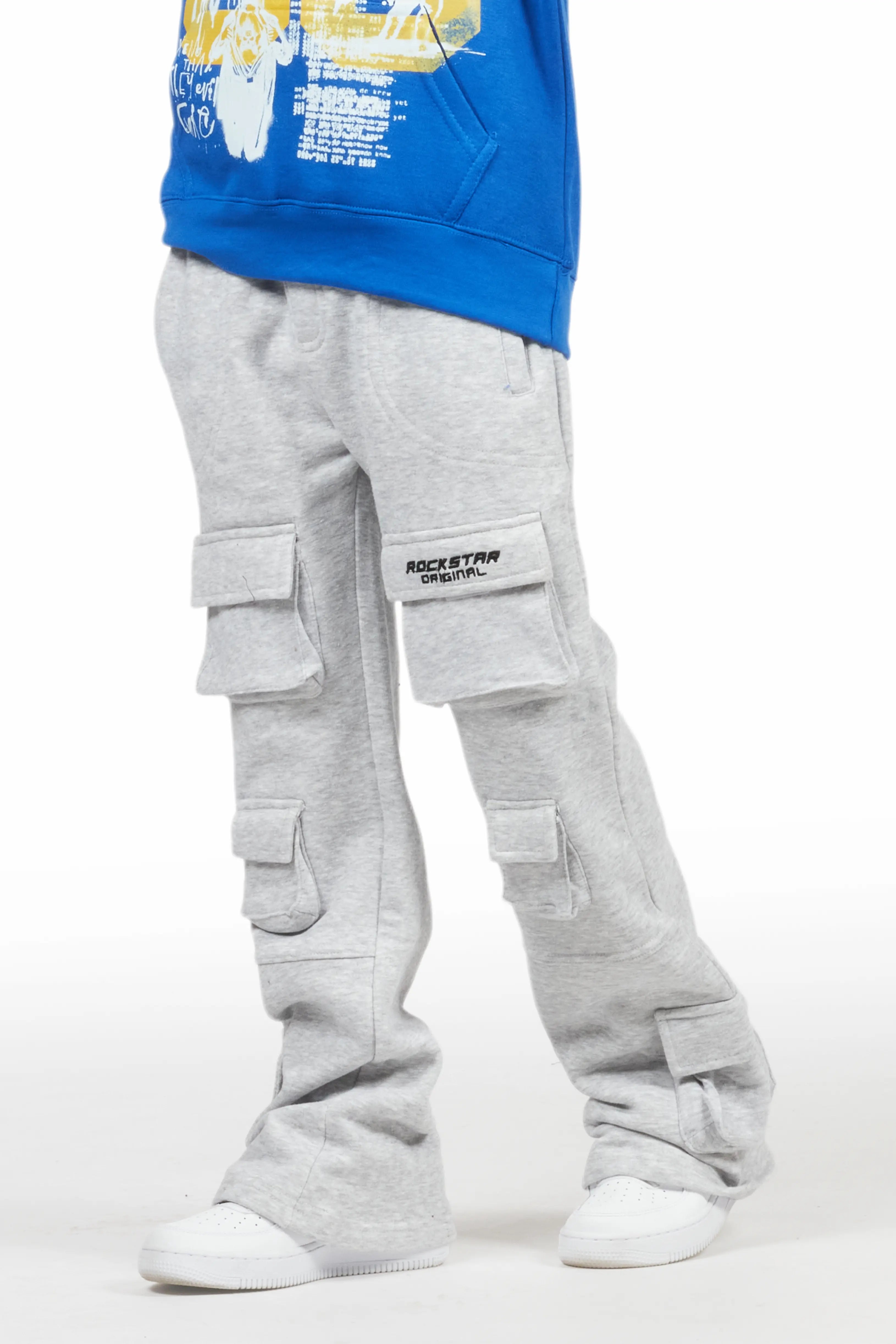 Boys Connor Grey Stacked Flare Track Pant Vacation