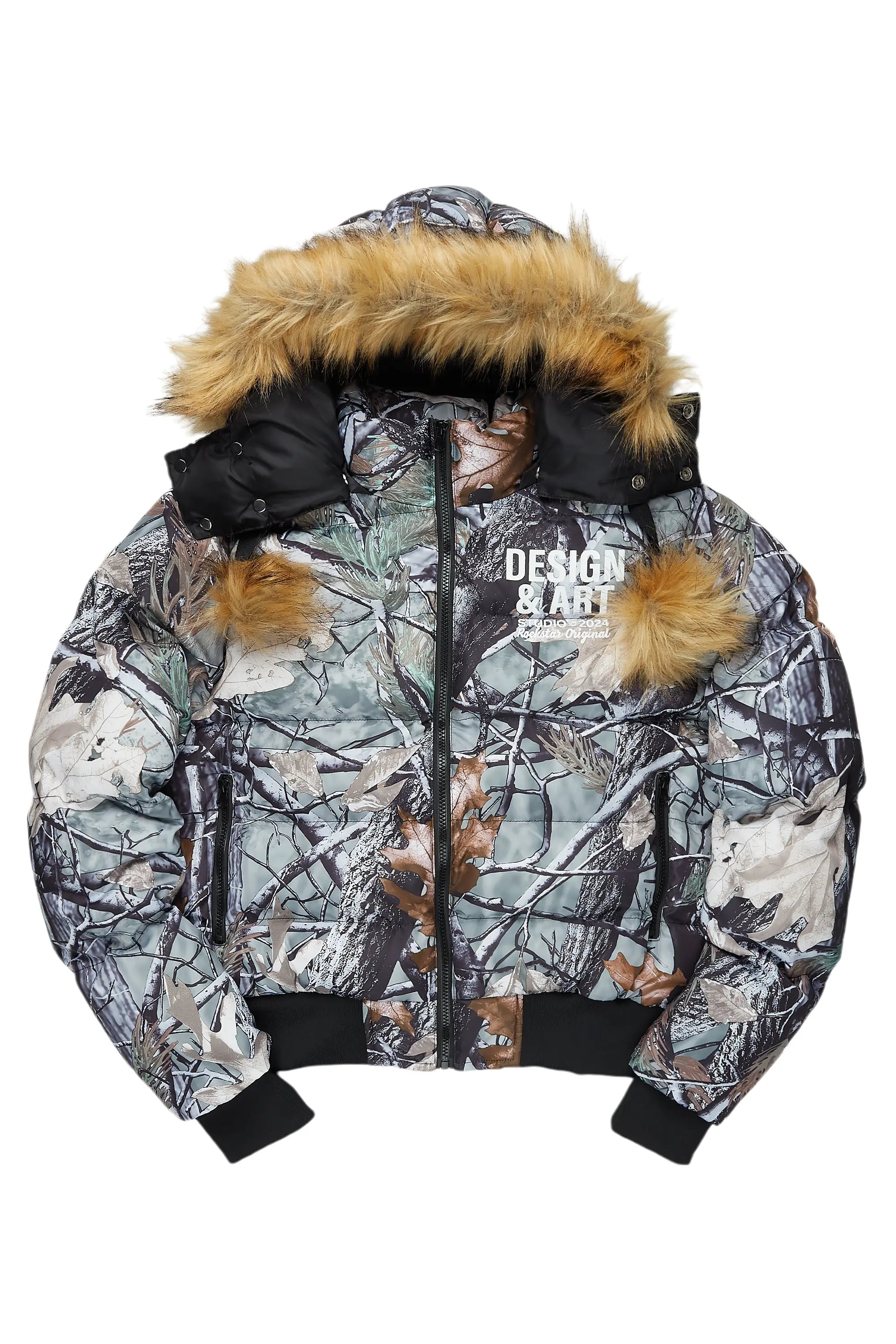 Benita Grey Tree Camo Puffer Jacket Dynamic Men's Glow