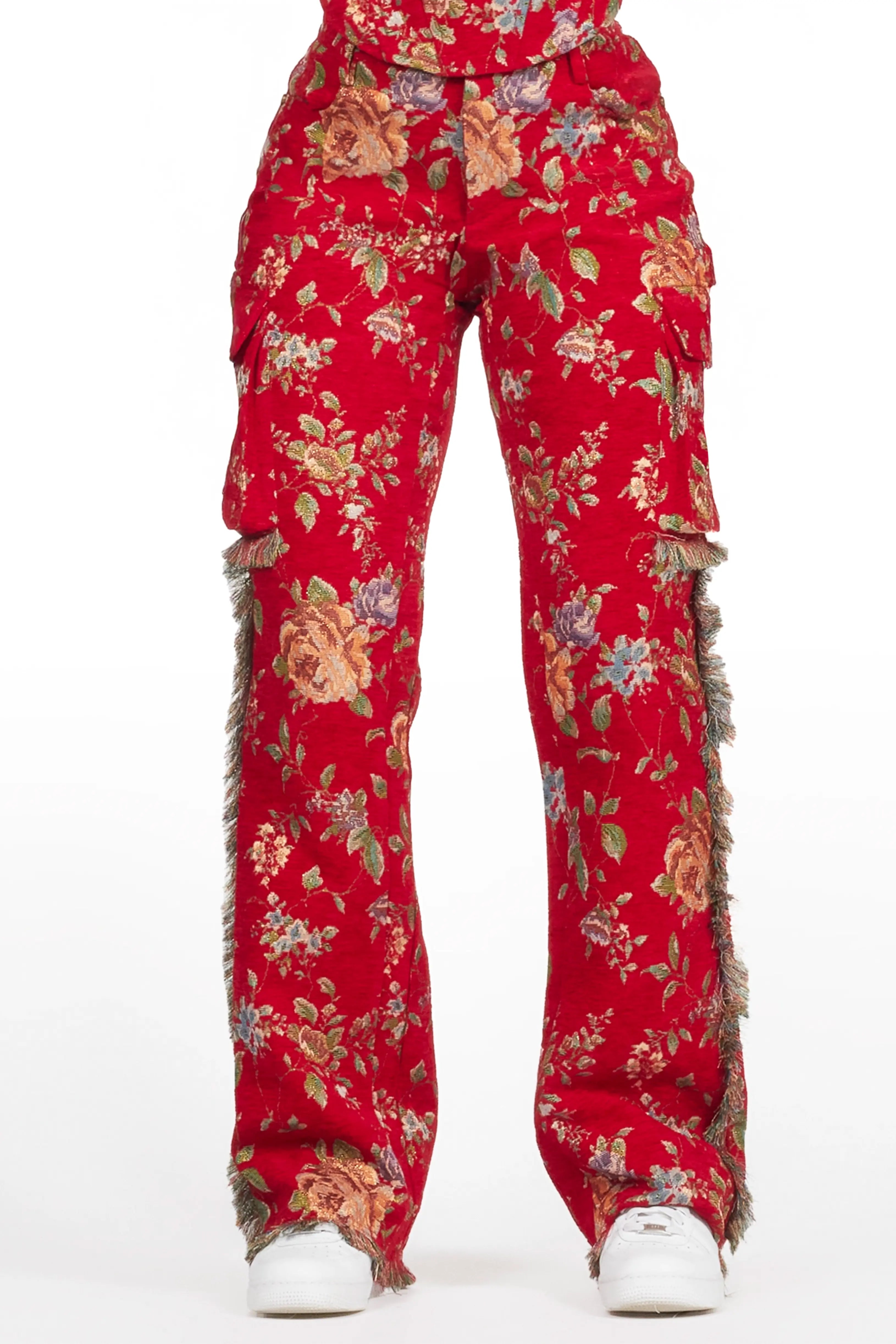 Marionna Red Tapestry Stacked Pant Beach