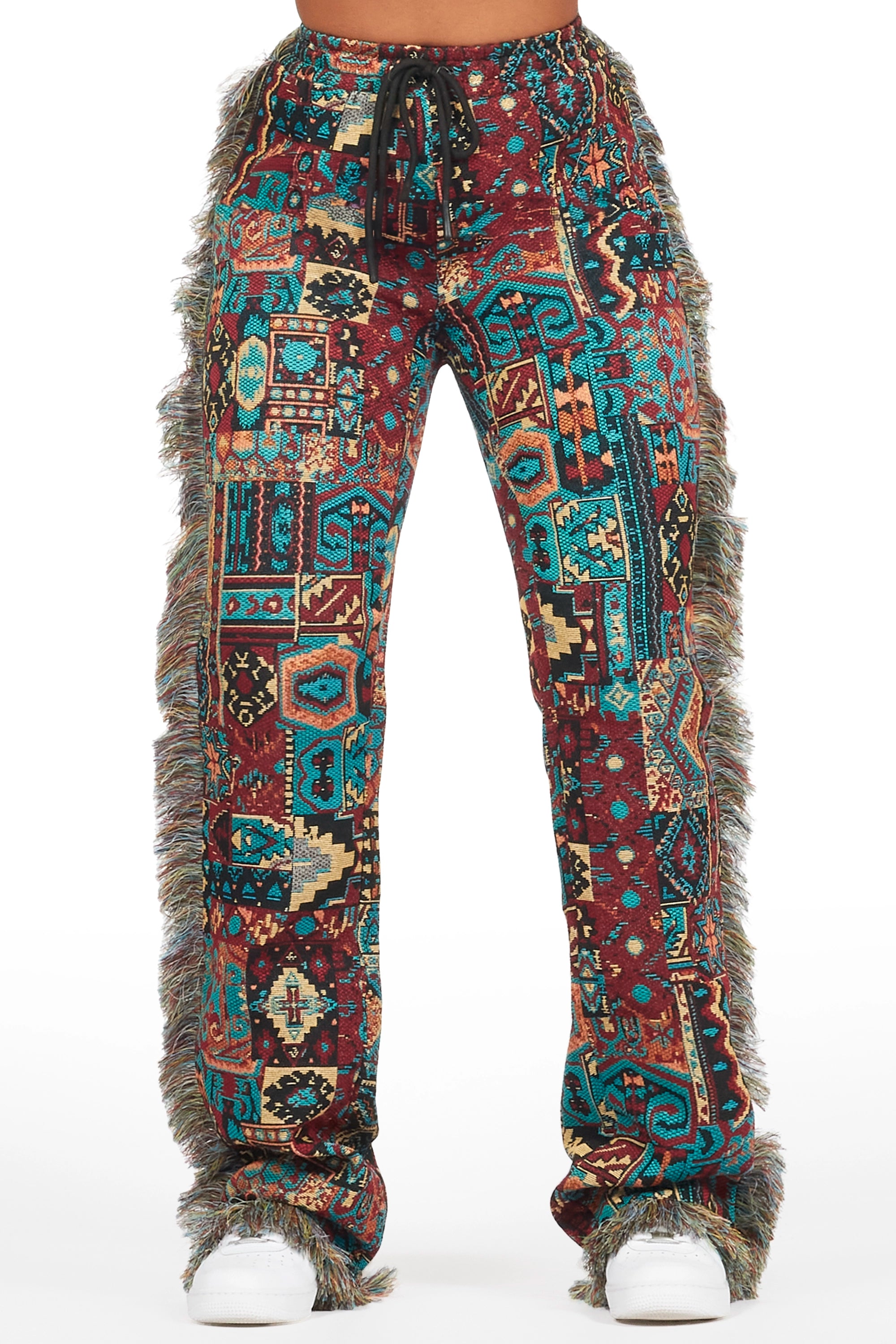 Joliet Red Tapestry Stacked Pant Edgy Men's Punk