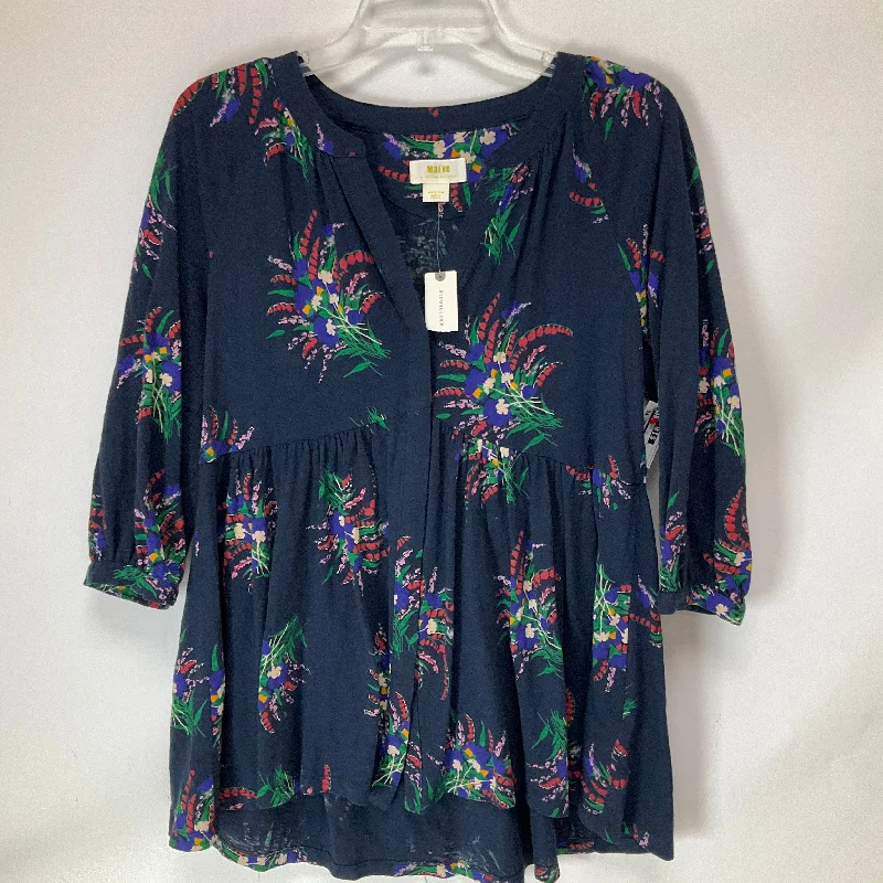 Top Long Sleeve By Anthropologie In Blue, Size: M Business