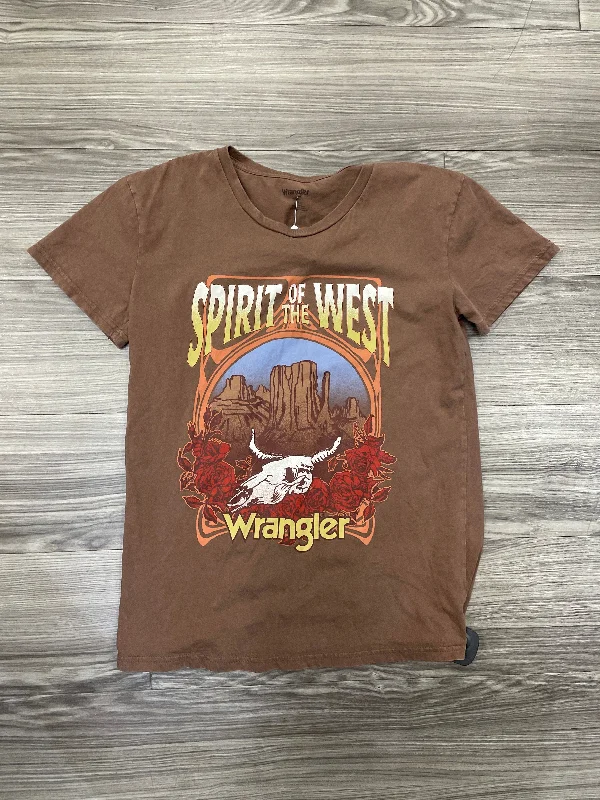 Top Short Sleeve By Wrangler In Brown, Size: S Vintage Men's 1970S Disco
