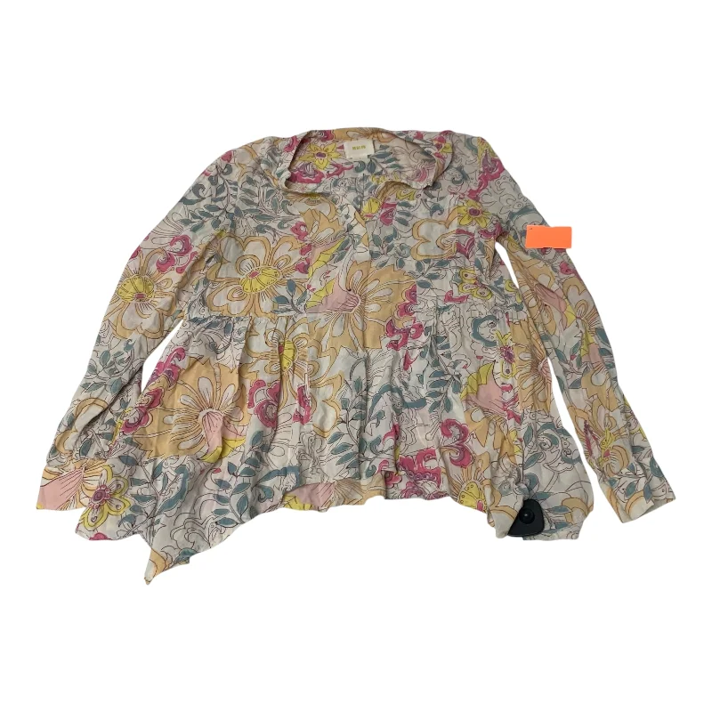 Top Long Sleeve By Maeve In Cream & Pink, Size: Xs Bohemian Men's Free