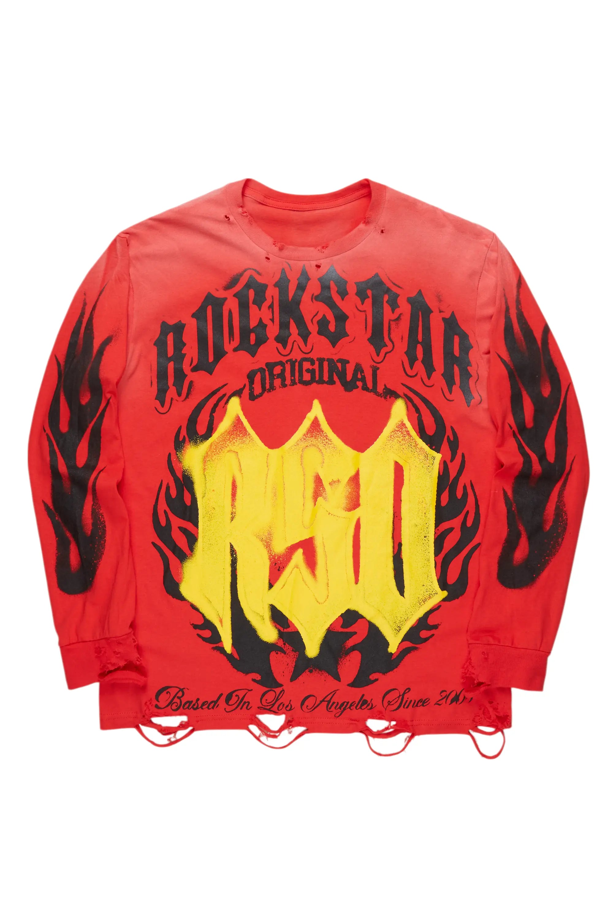 Boaz Red Long Sleeve Graphic T-Shirt Sophisticated Men's 