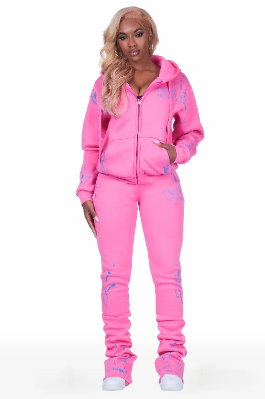 Destinee Bubblegum Pink Zip Up Super Stacked Trackset Modern Men's Tech