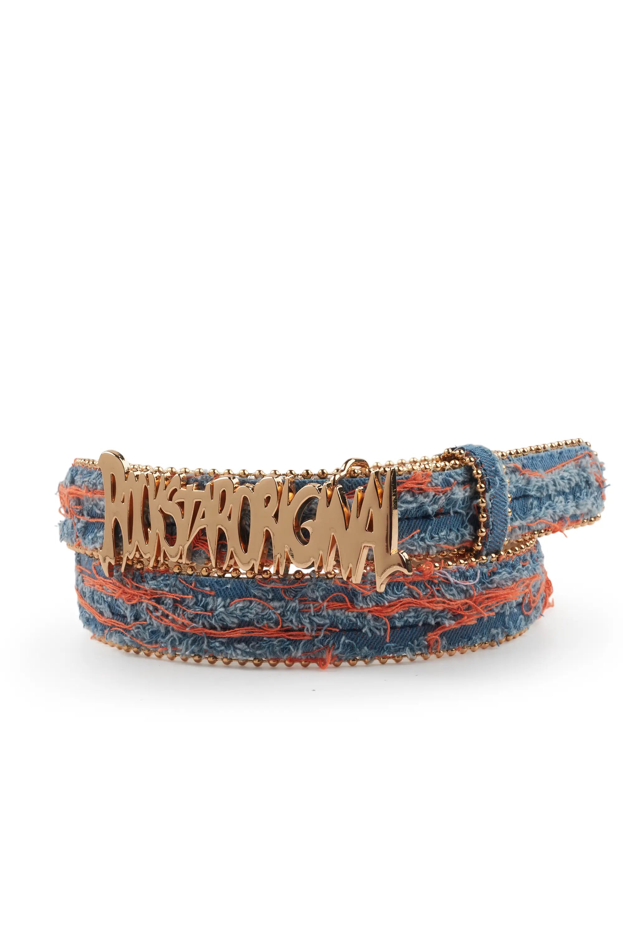 Rayelle Blue/Orange Denim Belt Bold Men's Statement