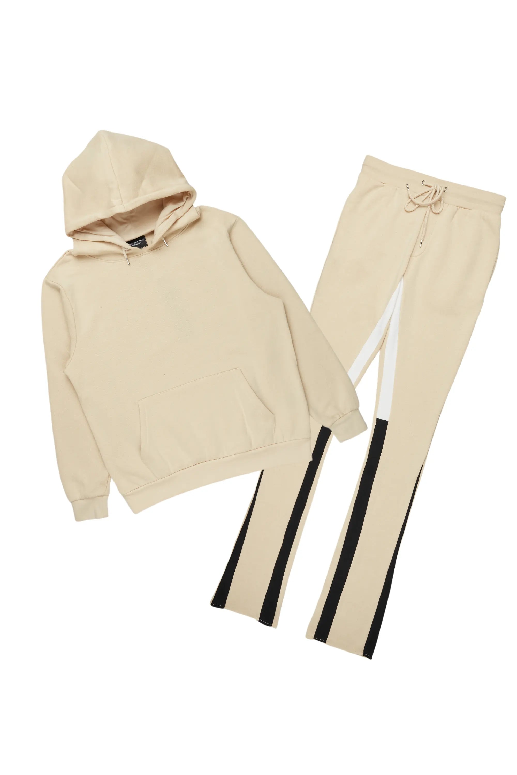 Basic Beige Hoodie/Stacked Flare Track Set Organic