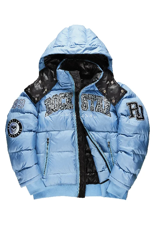 Girls Bronia Baby Blue Puffer Jacket Cool Men's Distressed