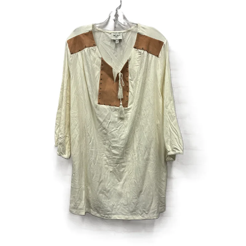 Top Long Sleeve By Haute Hippie In Cream, Size: 4x Vacation