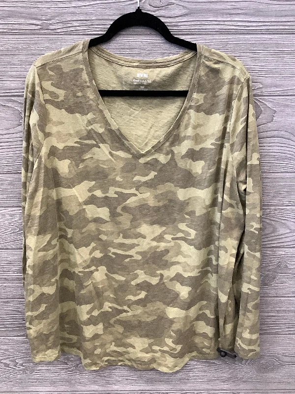 Top Long Sleeve By Evri In Camouflage Print, Size: 2x Classic Men's Pin