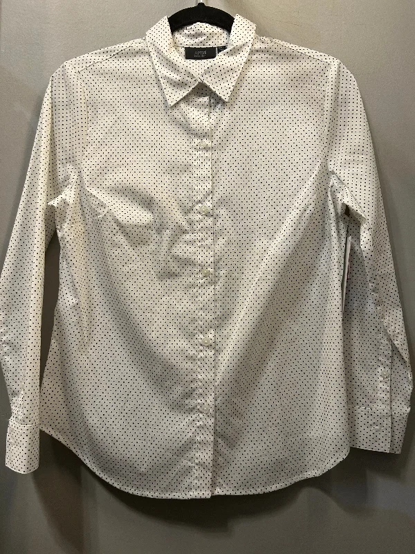 Top Long Sleeve By Apt 9 In Black & White, Size: Mp Elegant Men's Formal 