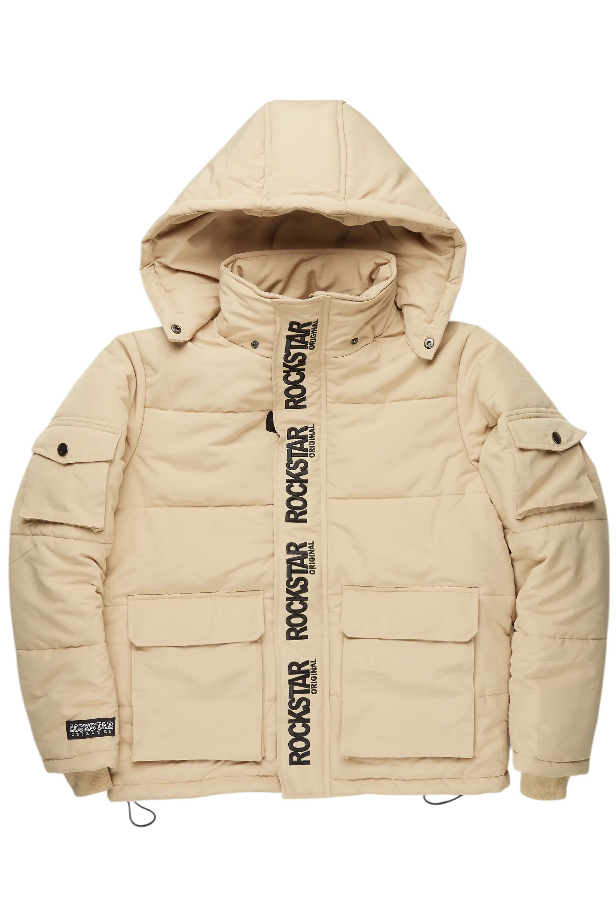 Adley Beige Utility Puffer Jacket Earthy Men's Hemp