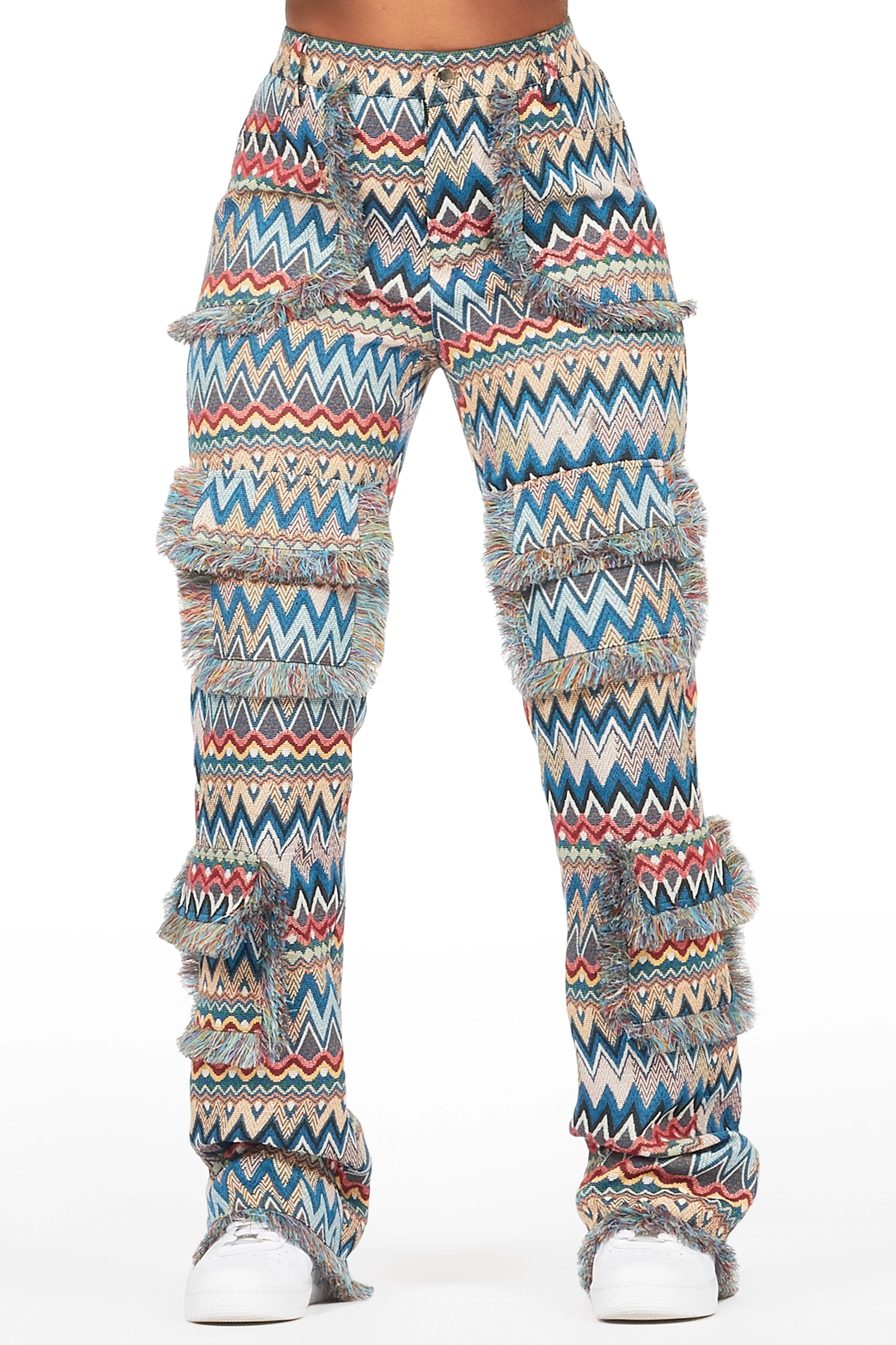 Mikaia Blue Tapestry Stacked Pant Minimalist Men's Casual 