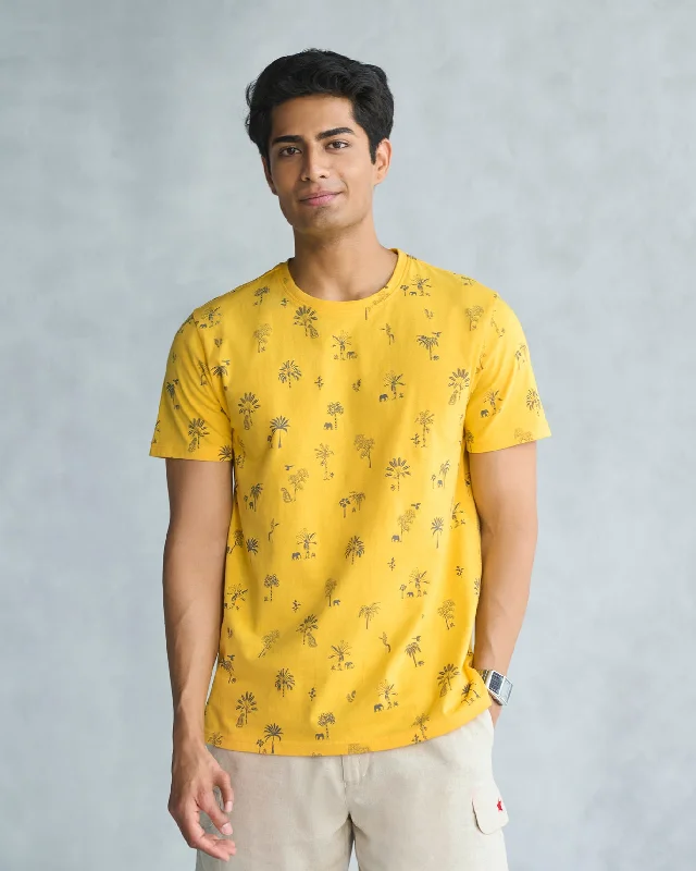 Jungle T-shirt - Yellow Modern Men's Geometric