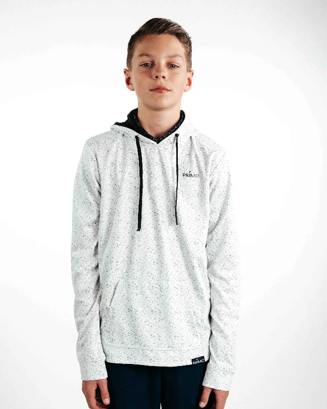 Primo Youth Hoodie - Speckled White Minimalist Men's Casual 