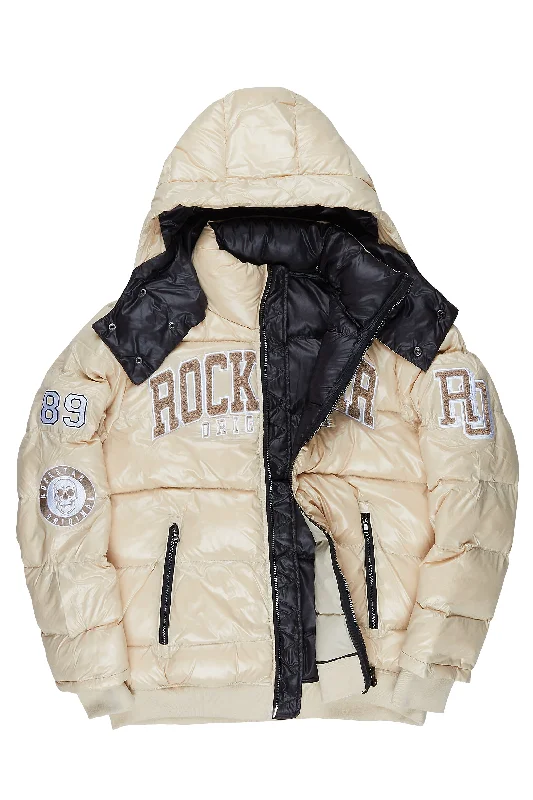 Girls Coco Beige Puffer Jacket Sporty Men's Tennis