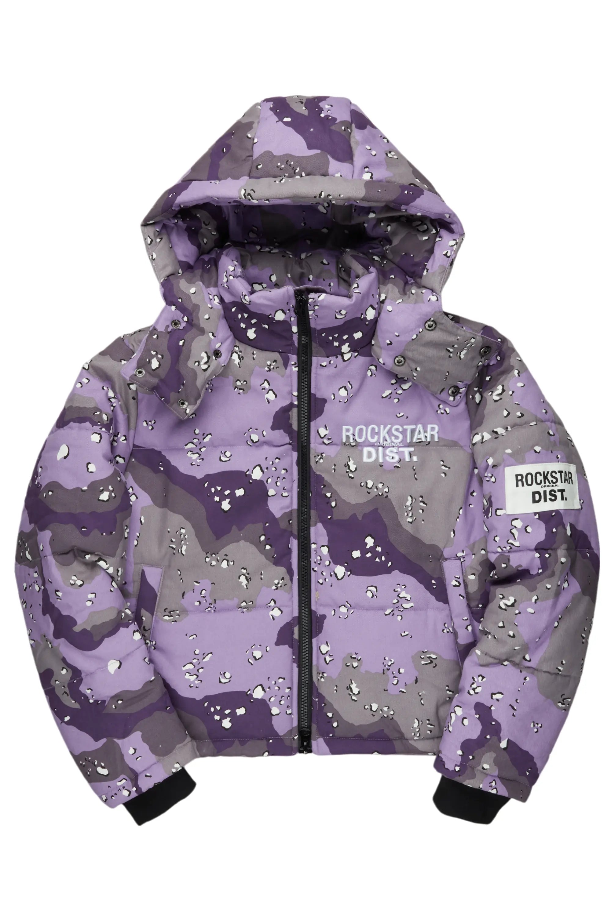 Porchea Purple Camo Puffer Jacket Sporty Men's Athleisure 