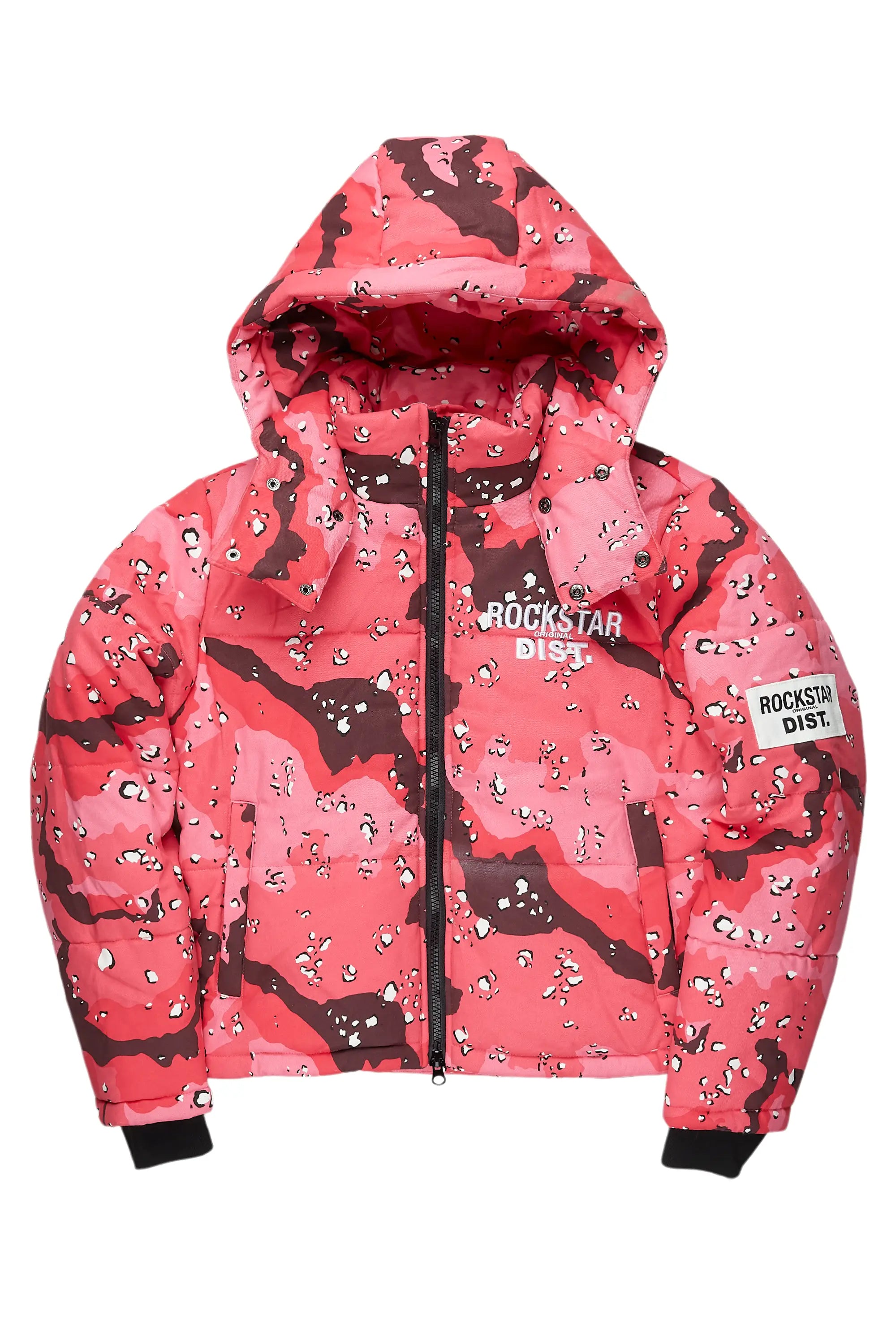 Porchea Pink Camo Puffer Jacket Gym