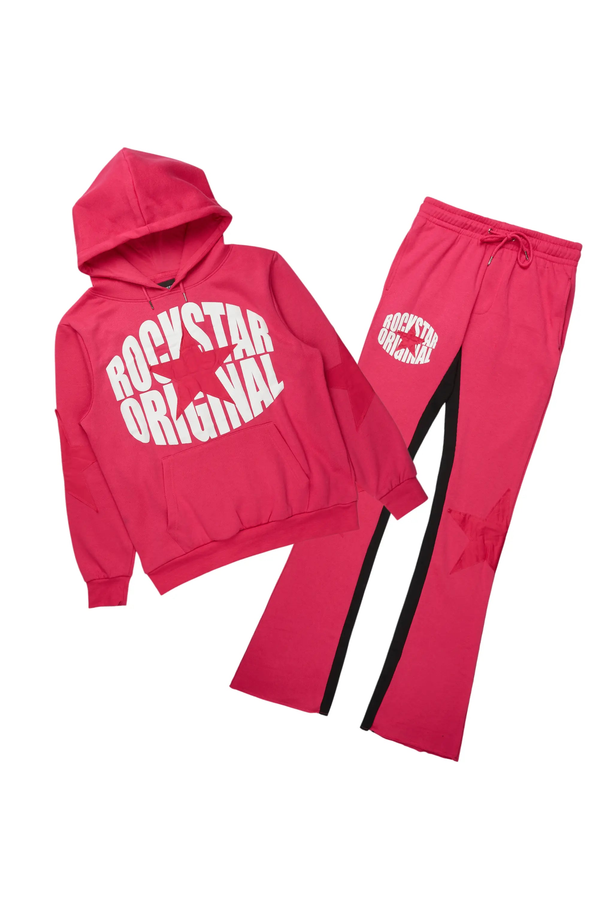 States Fuchsia Baggy Stacked Hoodie Track Set Monochromatic All