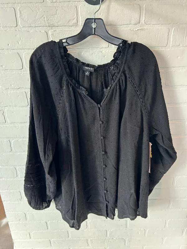 Top Long Sleeve By Torrid In Black, Size: 2x Modern Men's Geometric