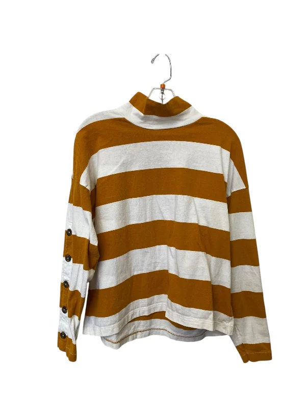 Top Long Sleeve By Madewell In White & Yellow, Size: L Artistic Men's Avant