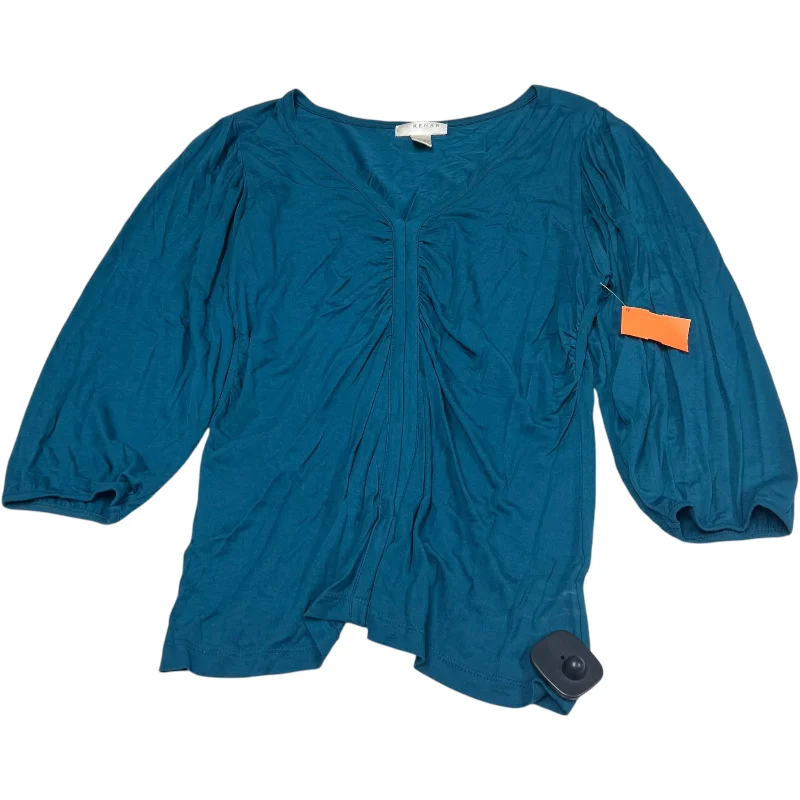 Top 3/4 Sleeve By Kenar In Blue, Size:L Sophisticated Men's French