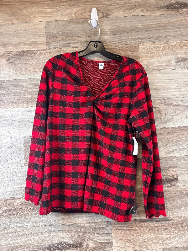 Top Long Sleeve By Old Navy In Black & Red, Size: L Cool Men's Distressed