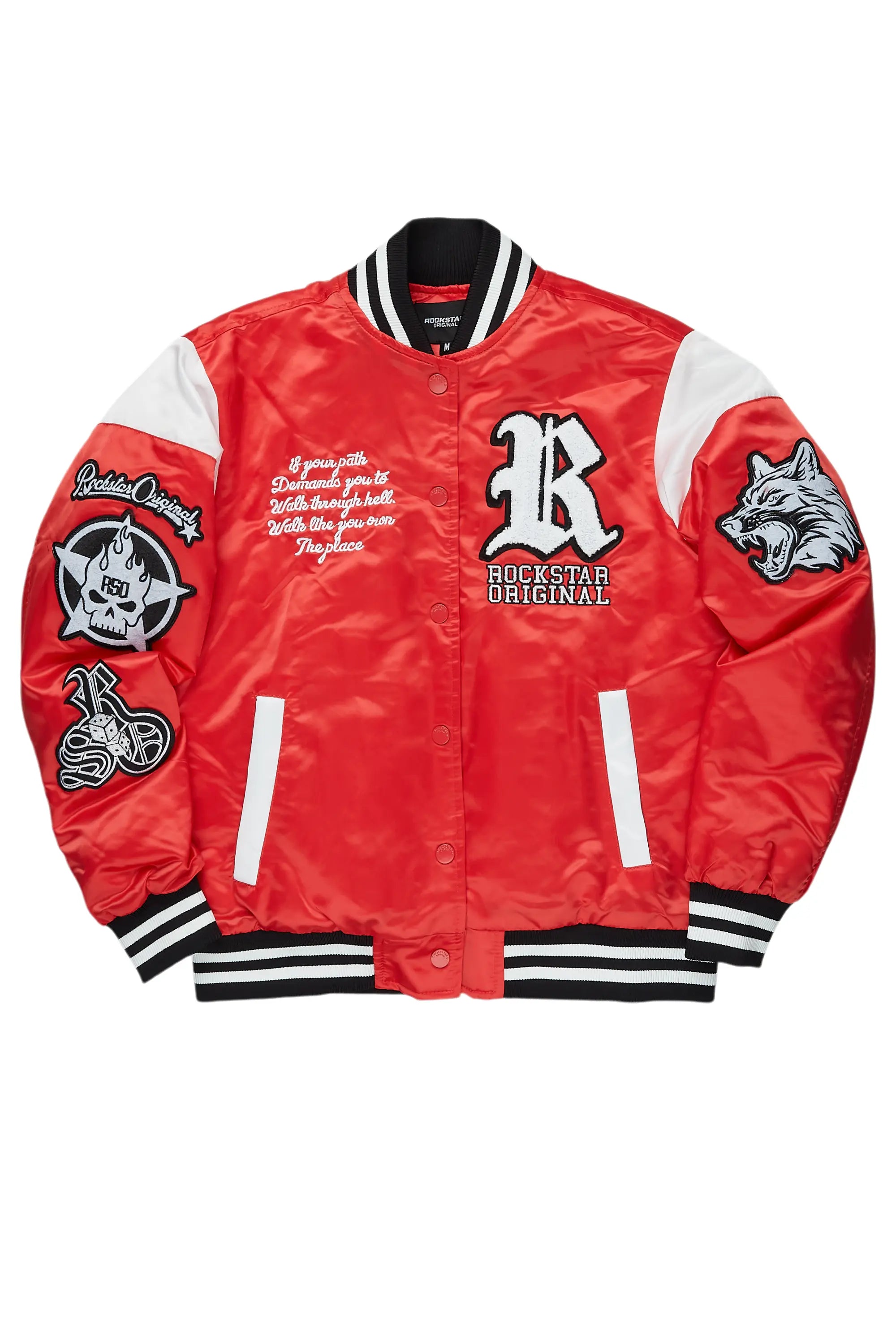 Sosa Red Satin Varsity Jacket Elegant Men's Formal 