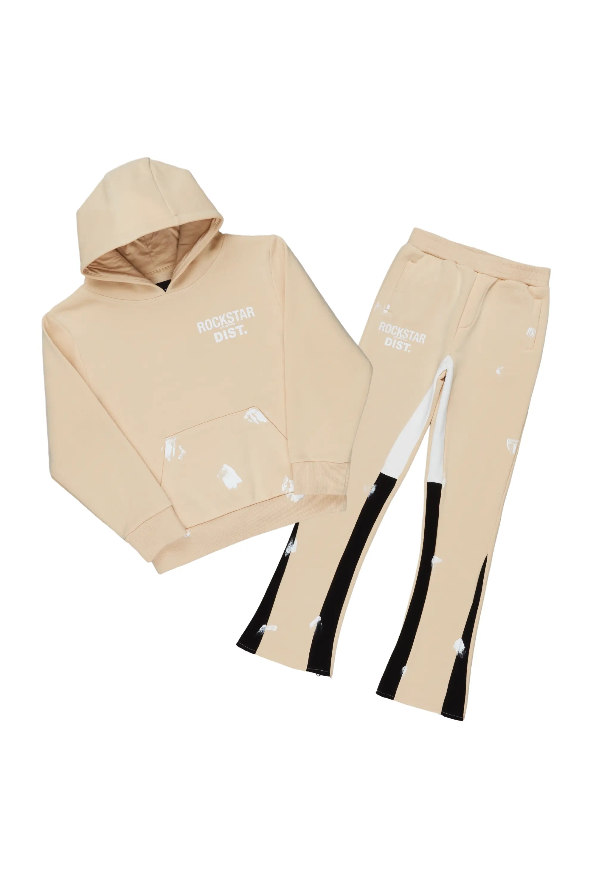 Boys Raffer Beige/Black Stacked Pant Set Athletic Men's Compression