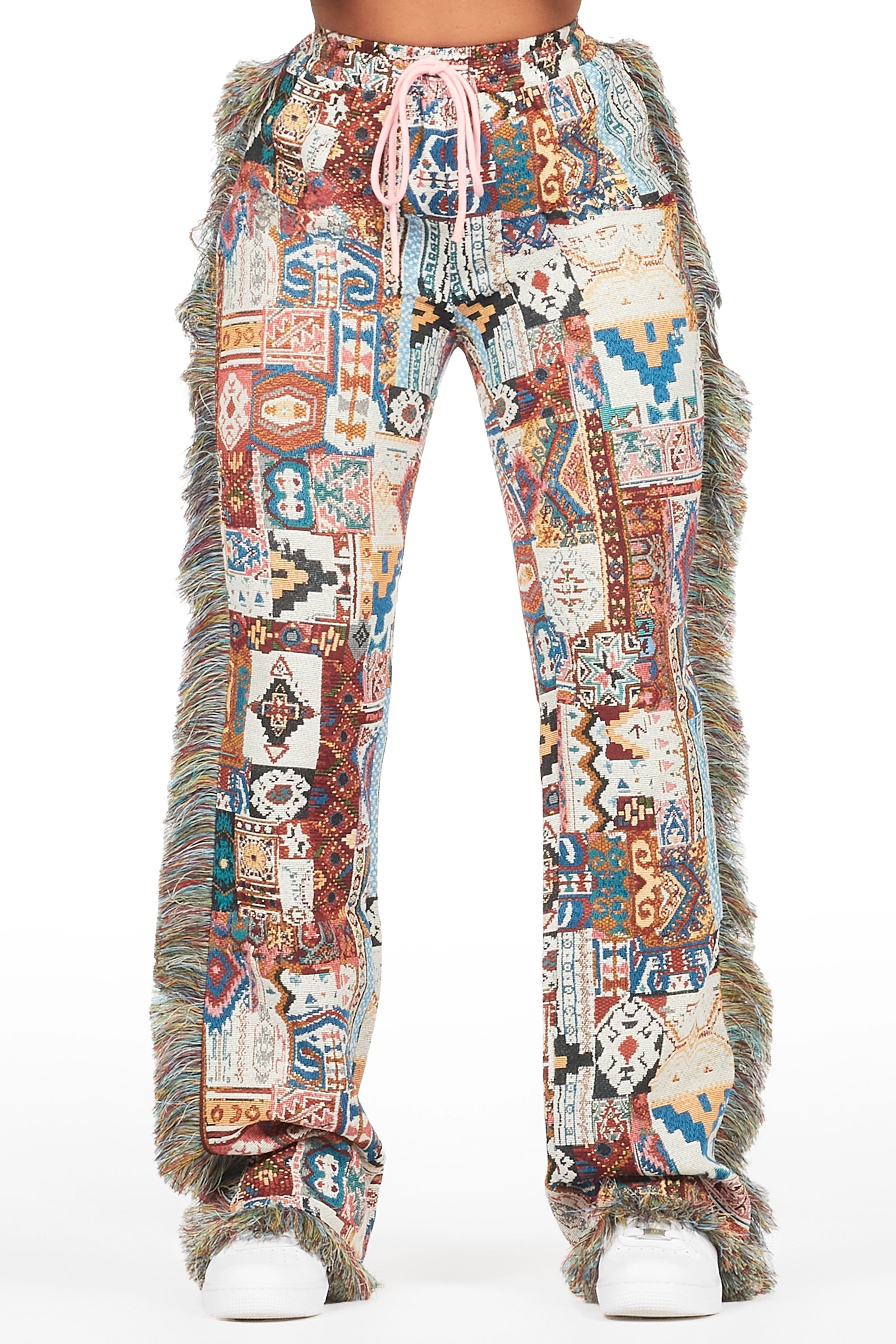 Joliet Beige Tapestry Stacked Pant Laid