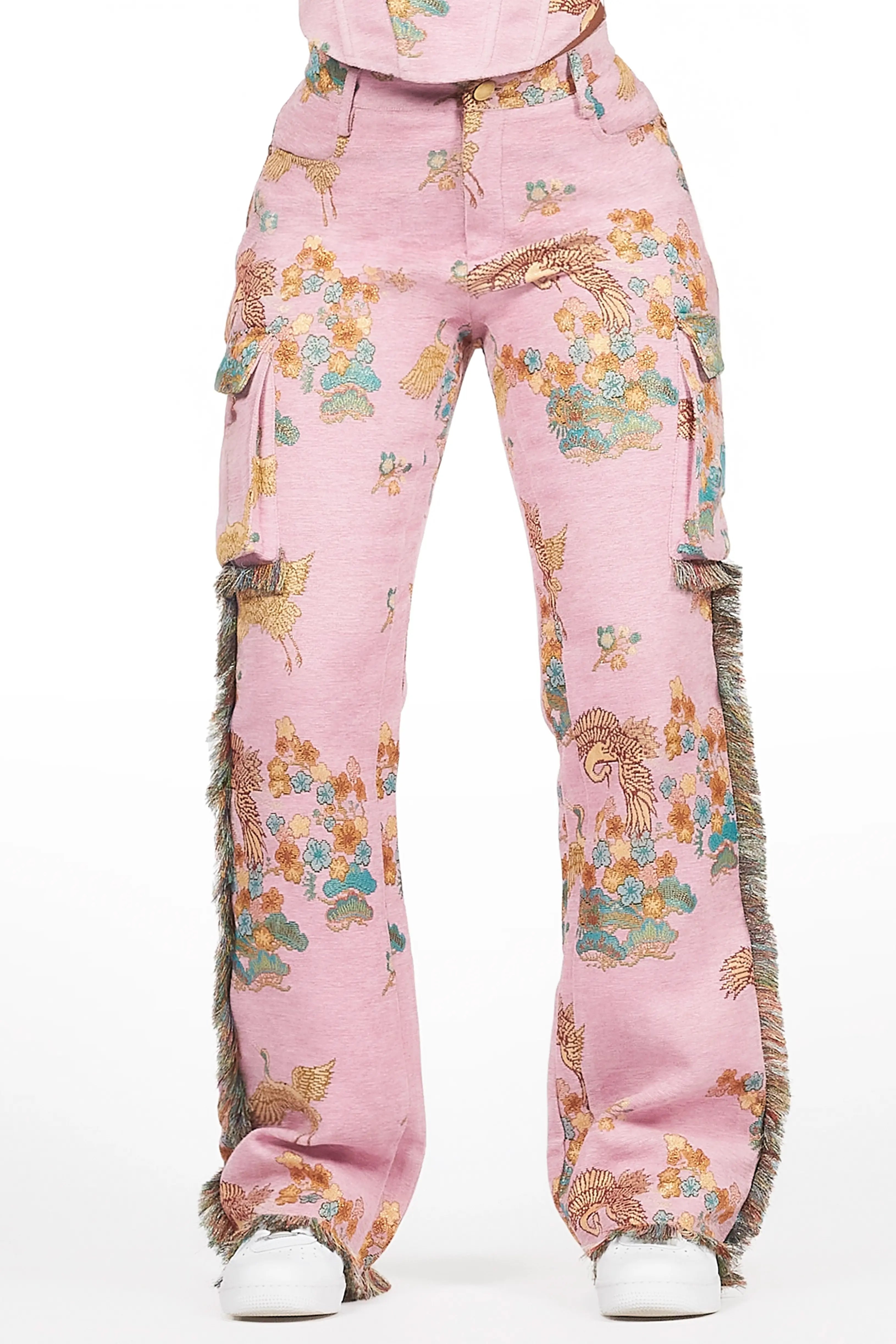 Vatasha Pink Tapestry Stacked Pant Bold Men's Statement