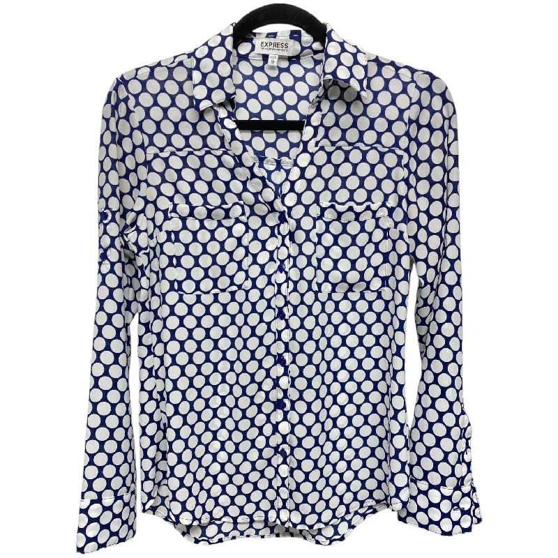 Top Long Sleeve By Express In Blue & White, Size: Xs Earthy Men's Hemp