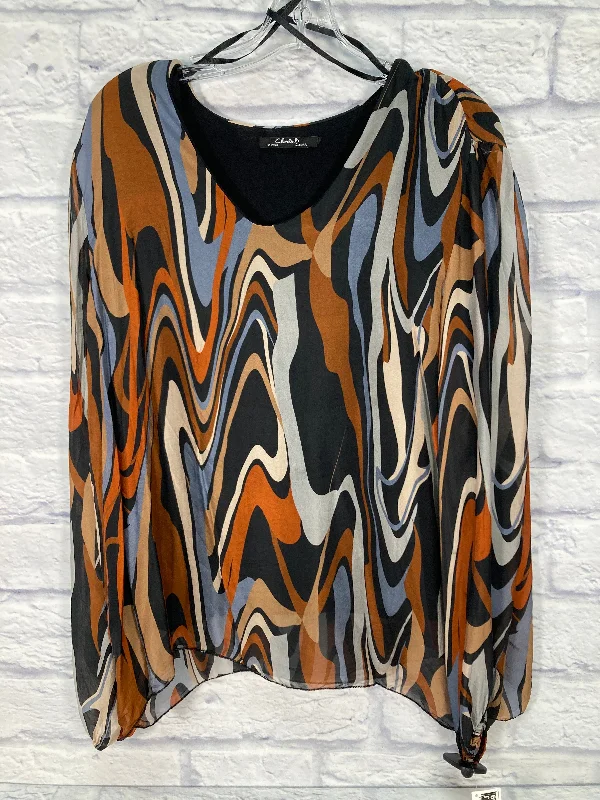 Top Long Sleeve By Charlie B In Brown & Orange, Size: Xl Sharp Men's Italian