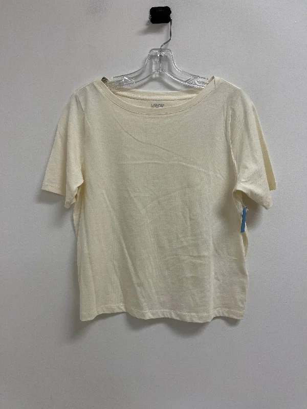 Top Short Sleeve By Lands End In Cream, Size: S Trendy Men's Oversized