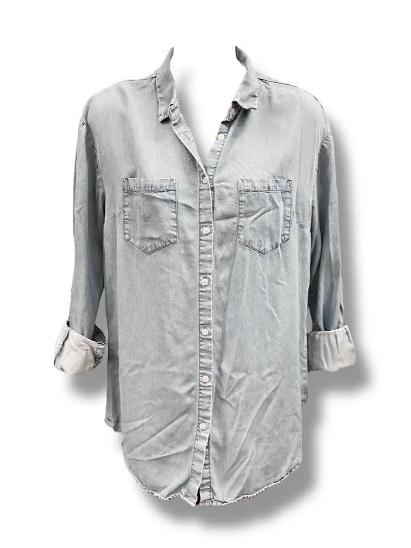 Top Long Sleeve By A New Day In Blue Denim, Size: M Laid