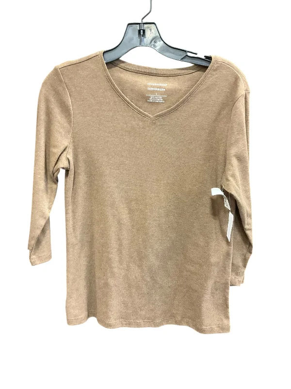 Top 3/4 Sleeve Basic By Christopher And Banks In Brown, Size: S Traditional Men's Wool