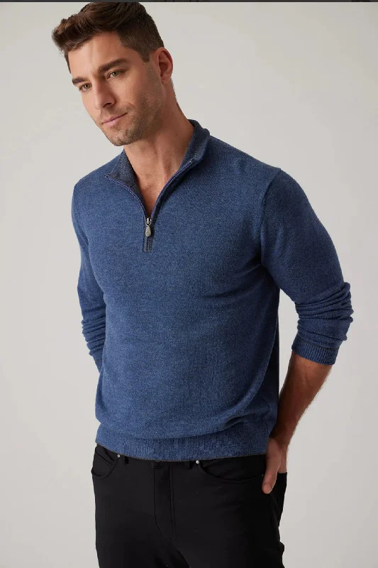 MERINO WOOL 1/4 ZIP - INDIGO Beach