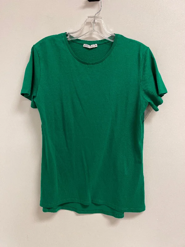 Top Short Sleeve Basic By Zara In Green, Size: S Refined Men's Velvet
