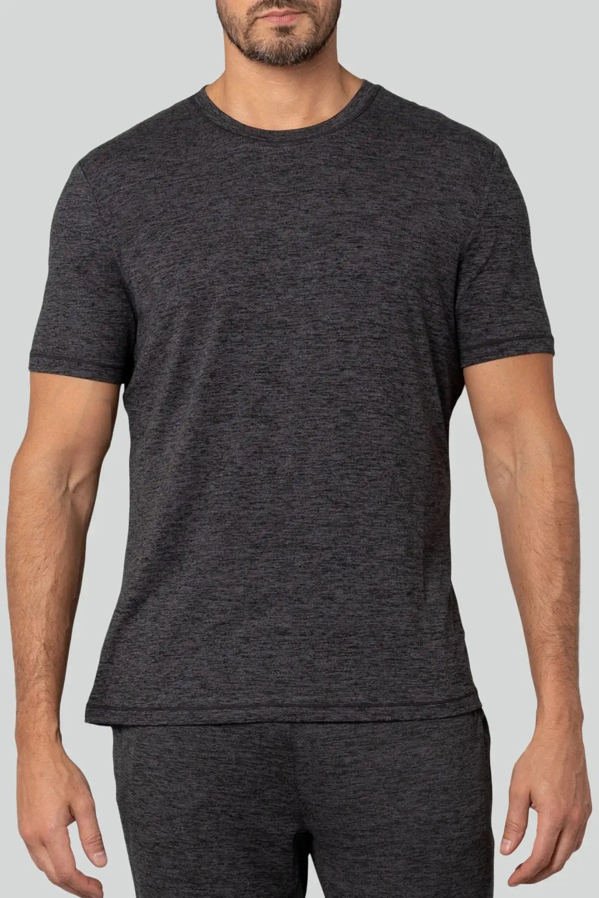 PURE & SIMPLE | Crew Neck T-Shirt Black Heather Sleek Men's Metallic