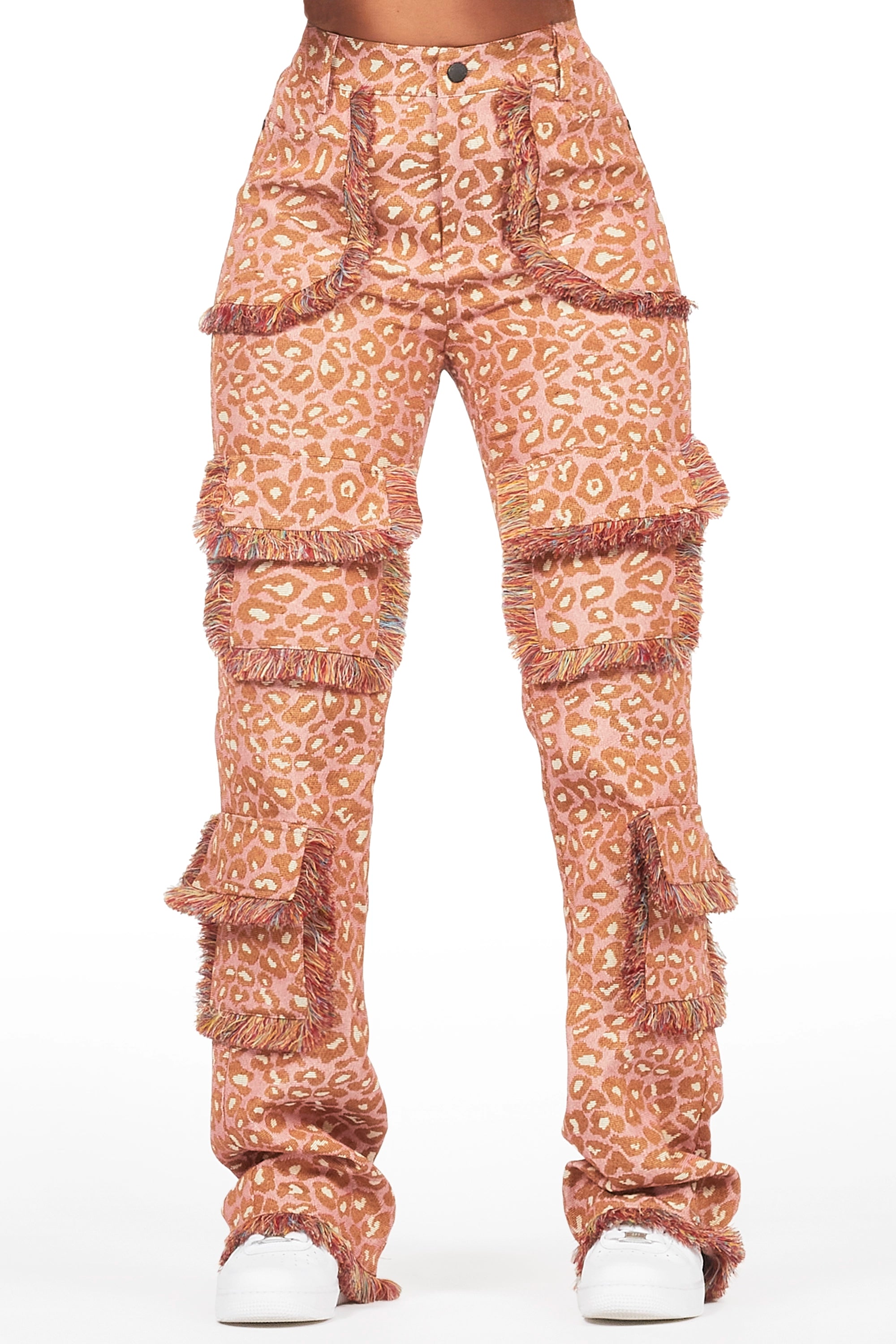 Jelissa Pink Cheetah Tapestry Stacked Pant Streetwear Style