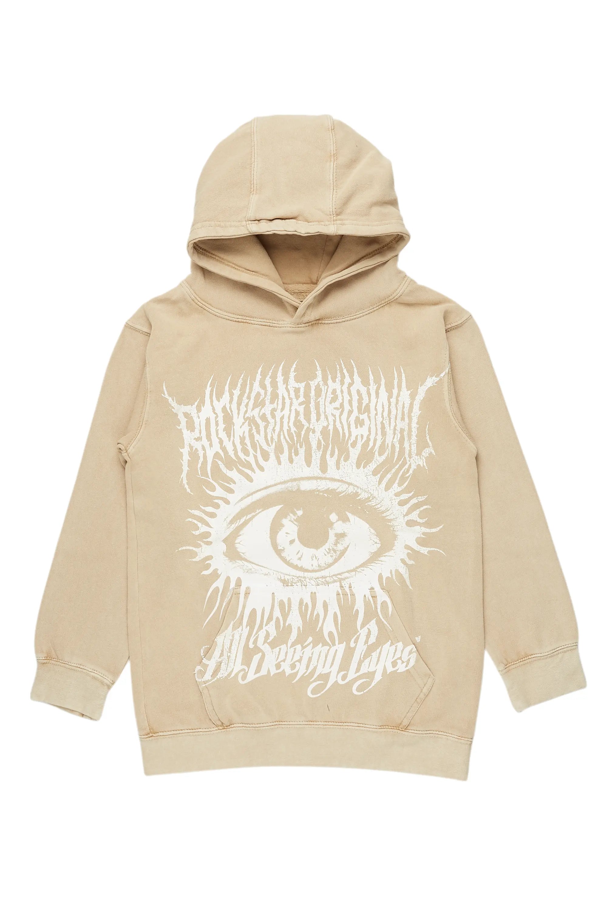 Boys All Eyes Vintage Beige Graphic Hoodie Sharp Men's Italian