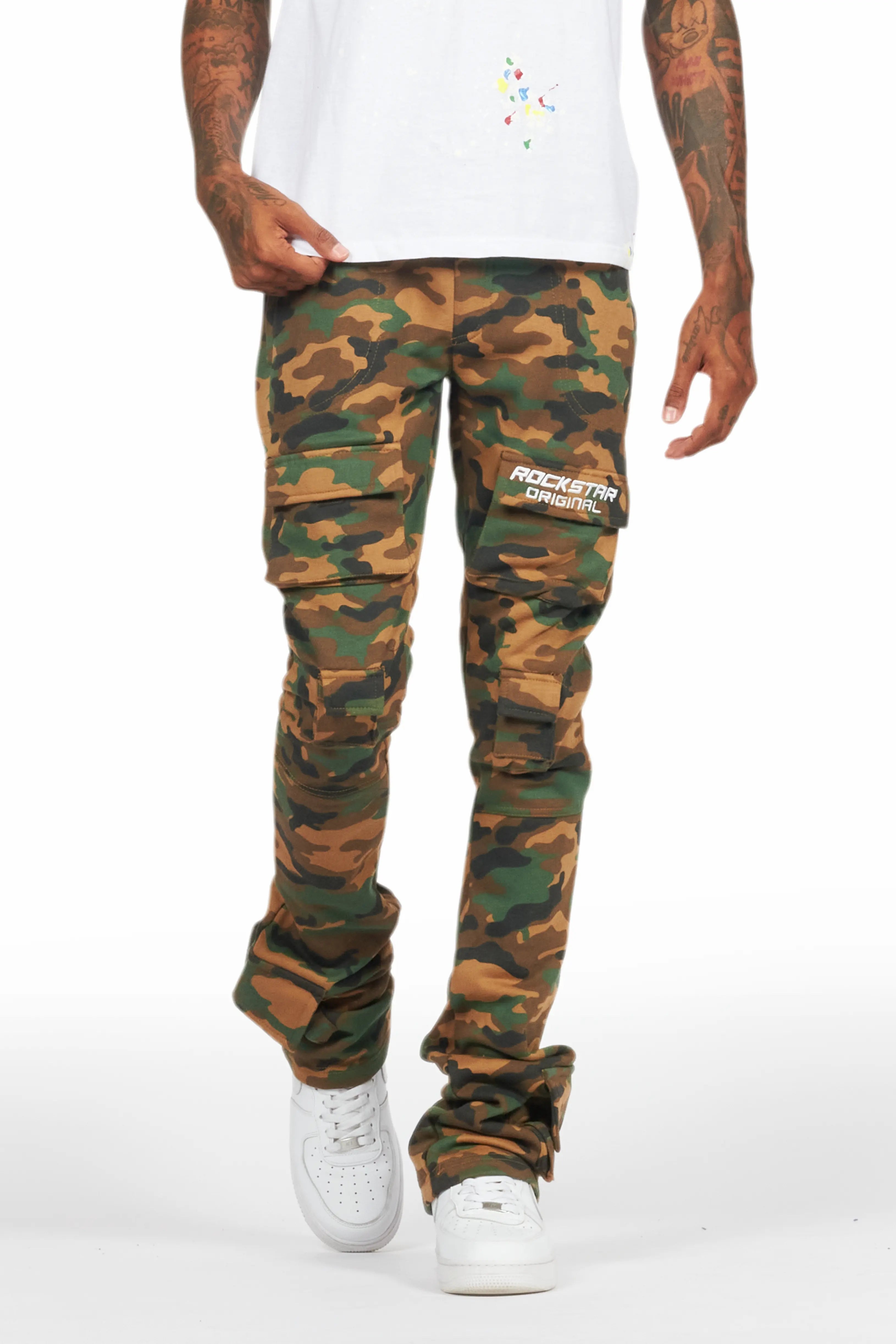 Connor Faded Camo Stacked Flare Track Pant Modern Men's Geometric