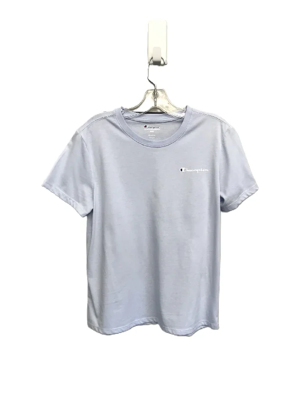 Blue Athletic Top Short Sleeve By Champion, Size: M Vintage Men's 1970S Disco