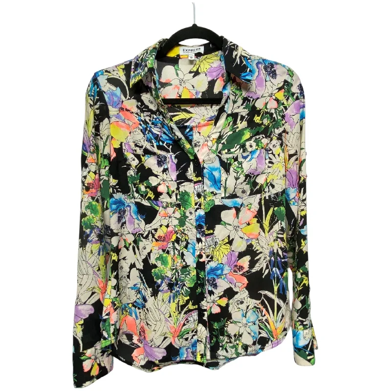 Top Long Sleeve By Express In Floral Print, Size: Xs Athletic Men's Compression