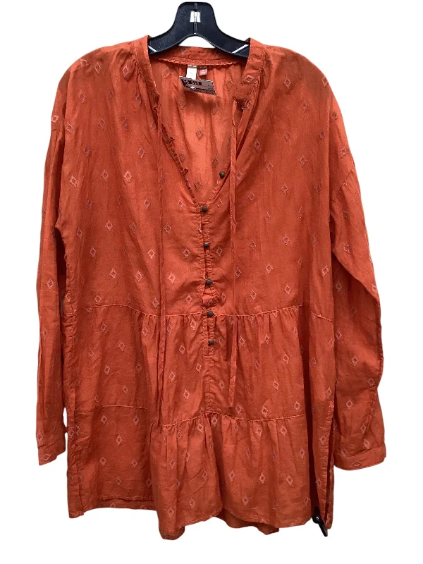 Top Long Sleeve By Pilcro In Orange, Size: M Sophisticated Men's French