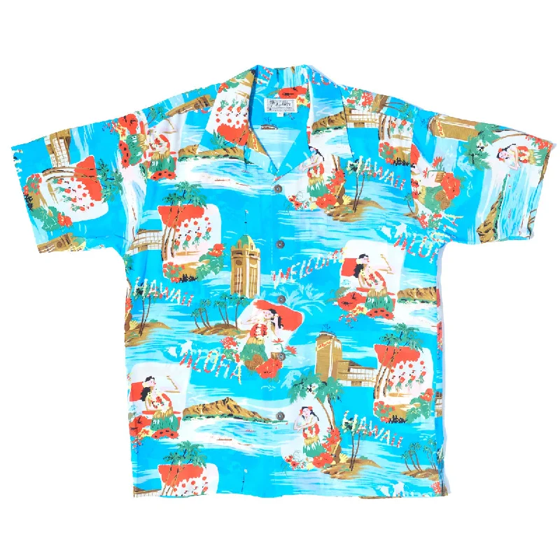 Aloha Greeting Short Sleeve Shirt Blue